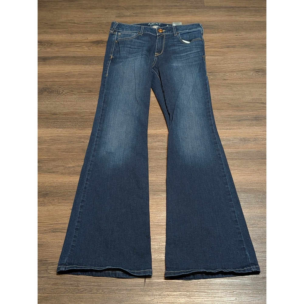 Ariat Perfect Rise Flare Dark Wash Blue Denim Jeans Women 30L Long Inseam